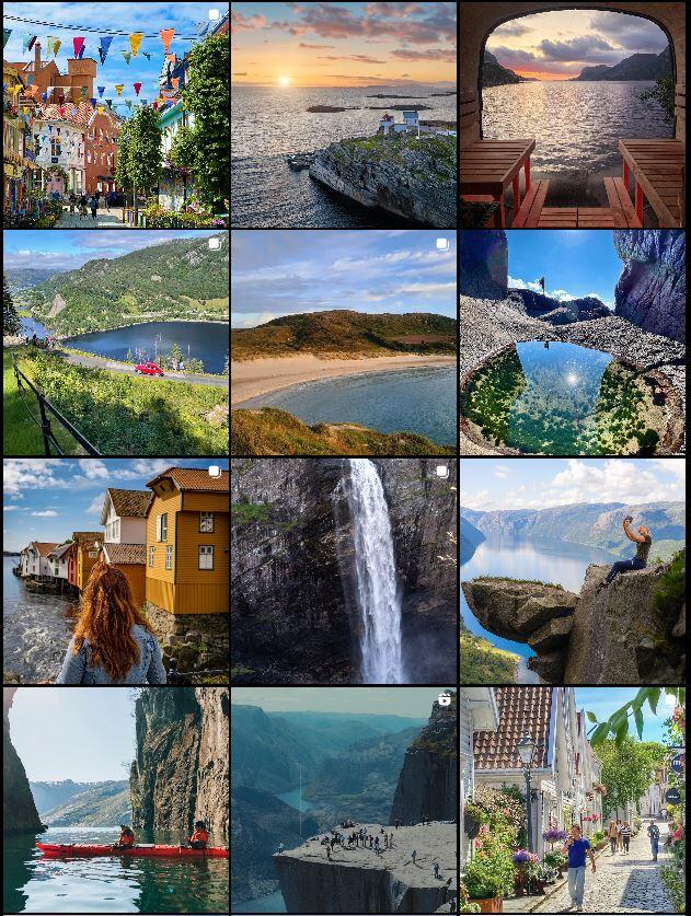 En kollasj av bilder som er publisert på Instagram siden til Region Stavanger